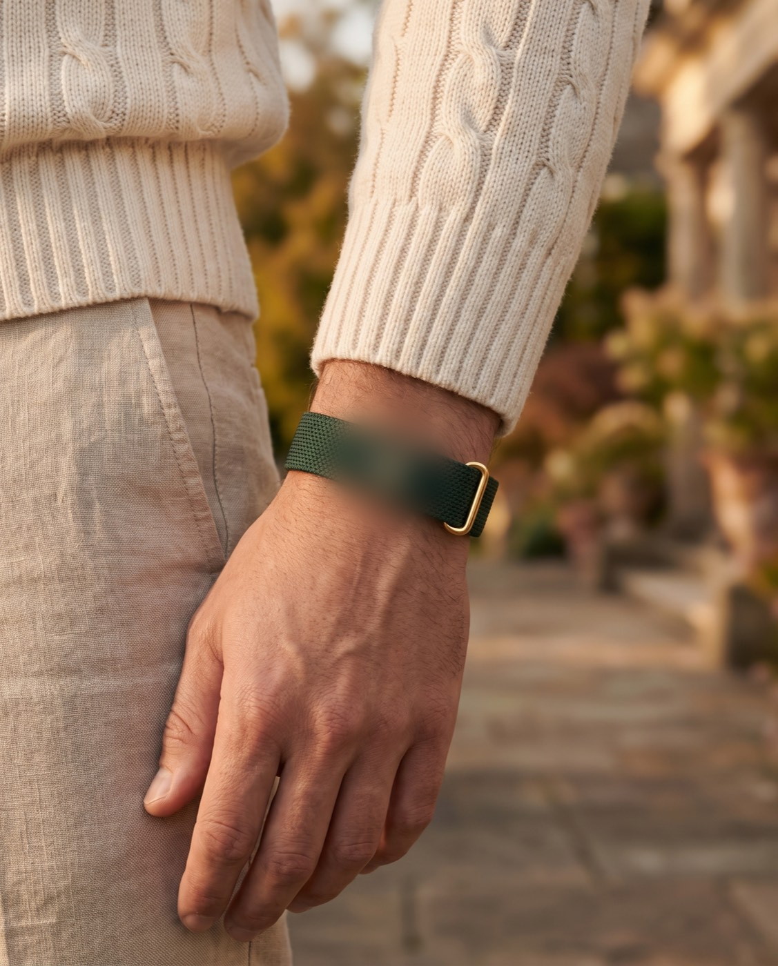 MONTCOURT band worn on the wrist